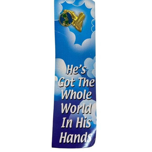 Set of 2 Religious Lapel Pins on Bookmarks Rainbow Hands God - Picture 4 of 6